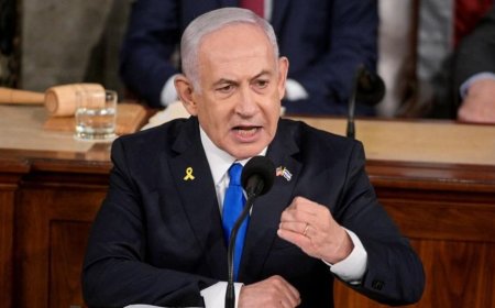 Netanyahu defends Gaza war as protesters rally outside US Congress