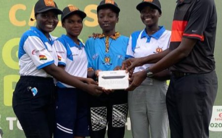 Adom Frempong and two others support Captain One Golf Society's Kids Project