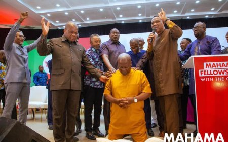 Mahama seeks divine guidance, joins clergy for fellowship