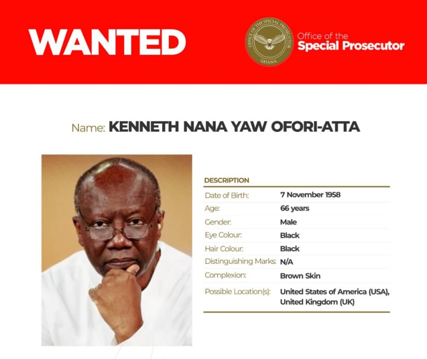 OSP Releases Wanted Poster for Former Finance Minister Ken Ofori-Atta