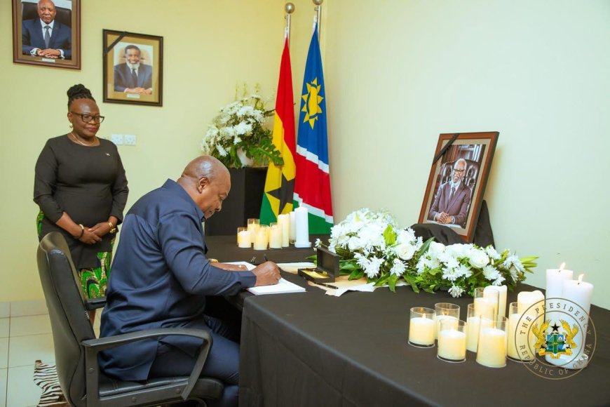 Mahama Signs Book of Condolence of Late Namibian Leader Sam Nujoma