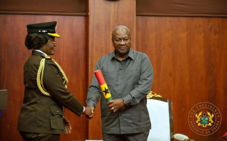 {In-Pictures}: President Mahama Swears in New Security Heads at the Presidency