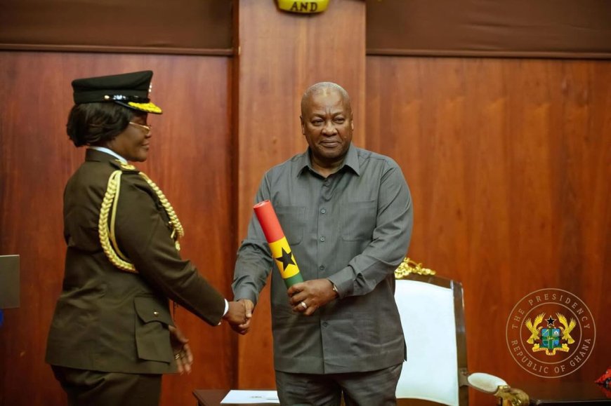 {In-Pictures}: President Mahama Swears in New Security Heads at the Presidency