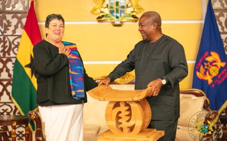 President Mahama Bids Farewell to Outgoing US Ambassador Virginia Palmer