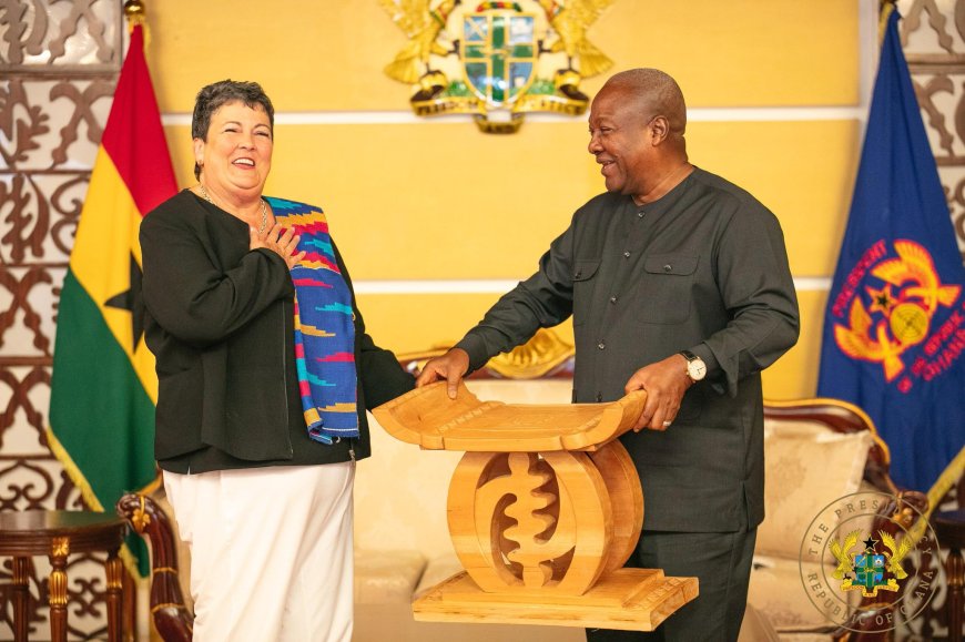 President Mahama Bids Farewell to Outgoing US Ambassador Virginia Palmer