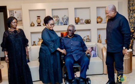 Unity in Grief: Former President Kufuor Pays Condolence Visit to Mahama After Tragic Helicopter Crash
