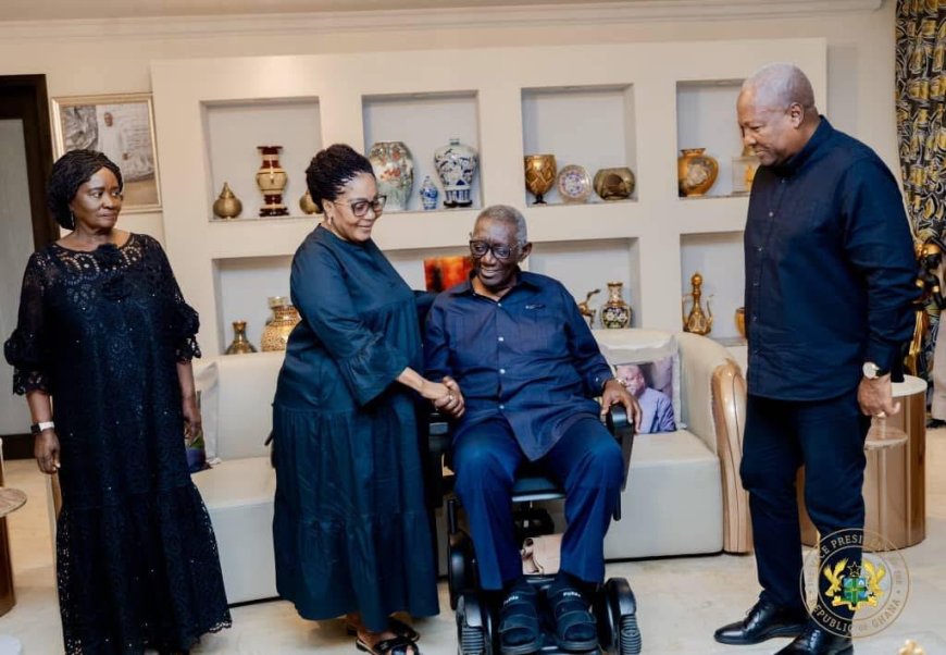 Unity in Grief: Former President Kufuor Pays Condolence Visit to Mahama After Tragic Helicopter Crash